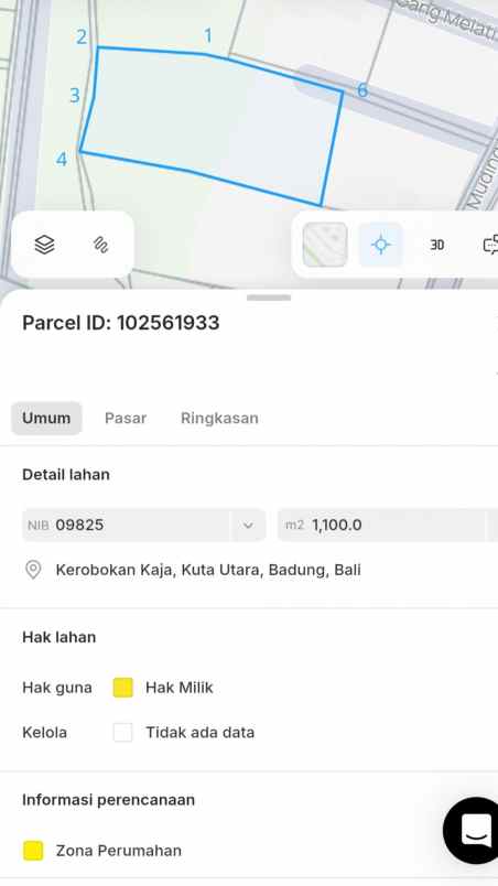 dijual tanah muding mekar