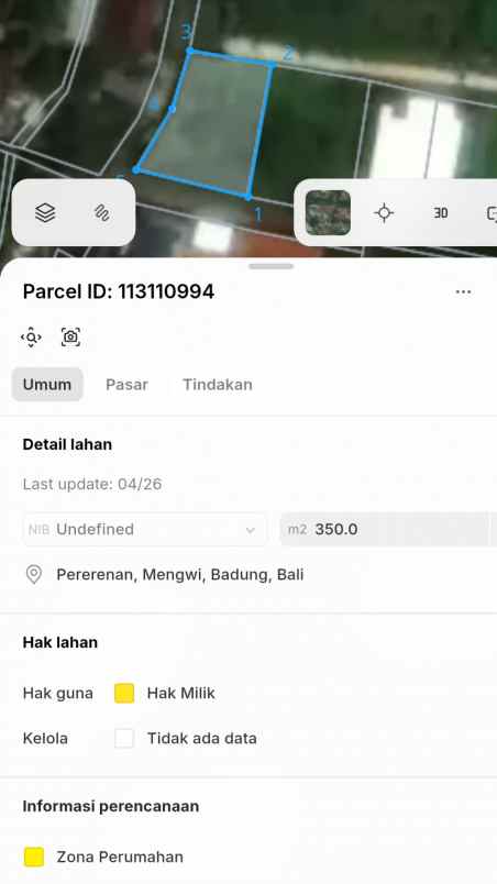 dijual tanah pantai pererenan