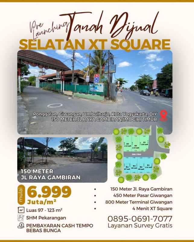 dijual tanah ponggalan selatan xt