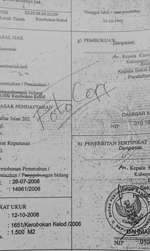 dijual tanah teuku umar barat