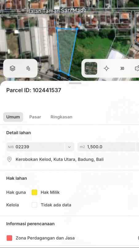 dijual tanah teuku umar barat