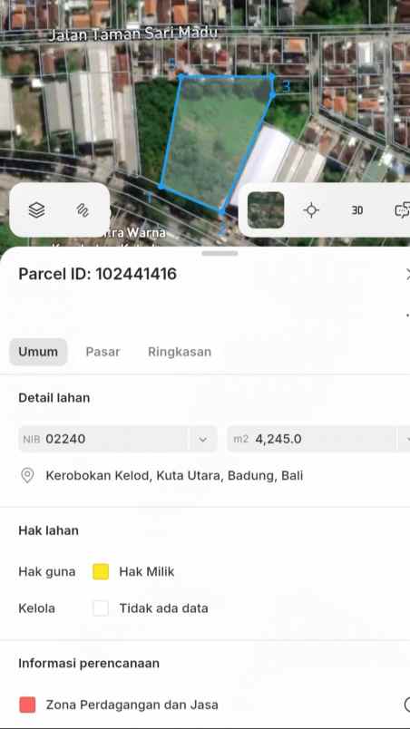 dijual tanah teuku umar barat