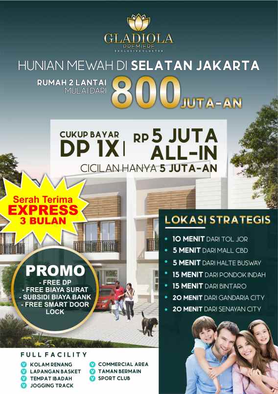 rumah 2 lantai di selatan jakarta hanya 5 juta all in