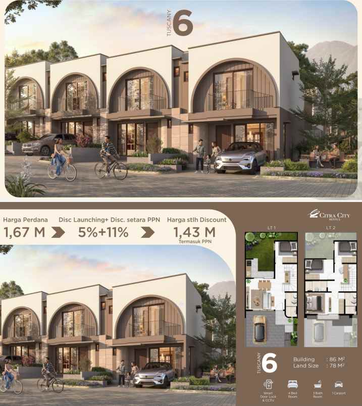 rumah 2 lantai view gunung