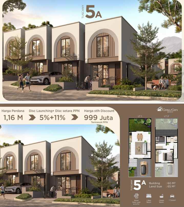 rumah 2 lantai view gunung