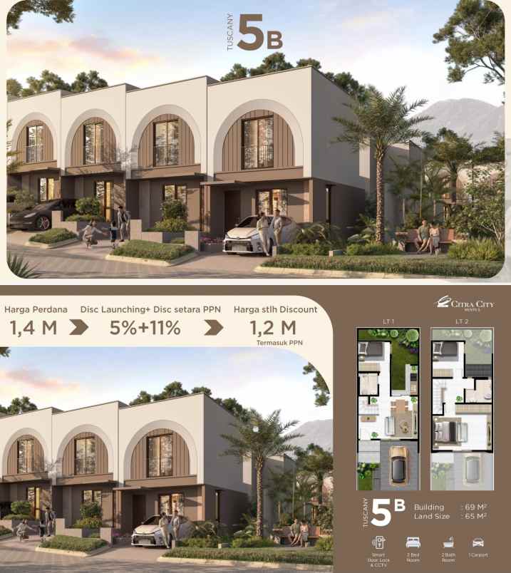 rumah 2 lantai view gunung