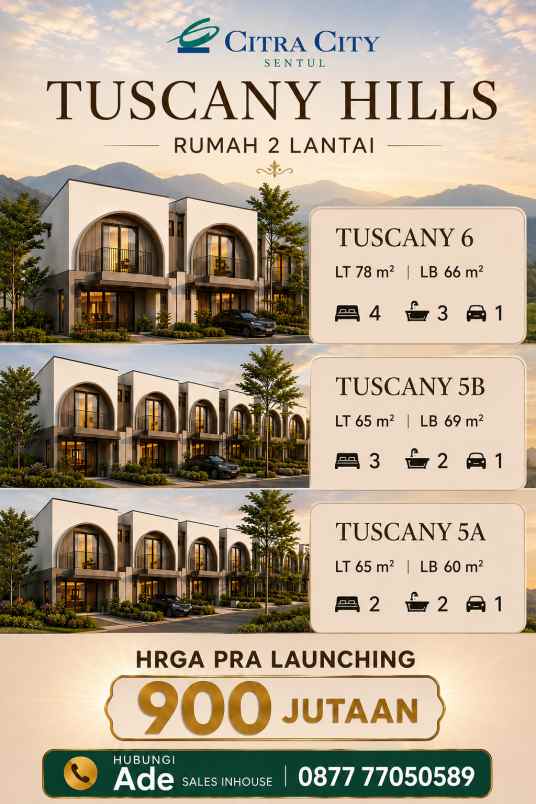 rumah 2 lantai view gunung