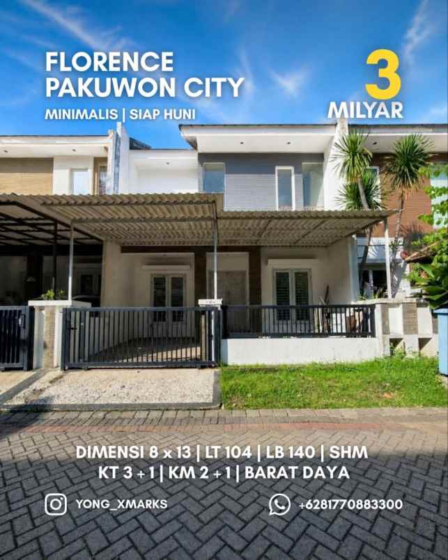 rumah florence pakuwon city minimalis siap huni