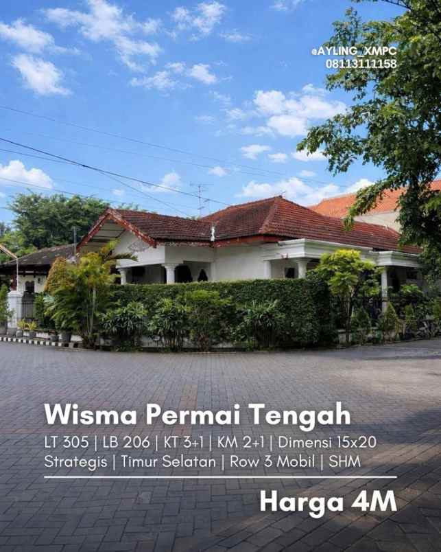 rumah wisma permai tengah strategis row jalan 3 mobil