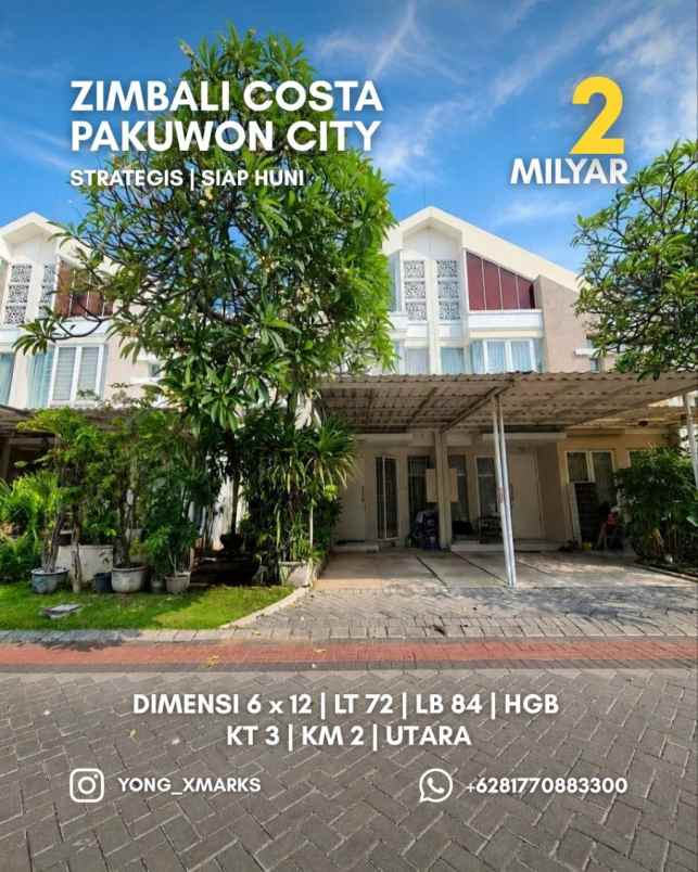 rumah zimbali costa pakuwon city siap huni