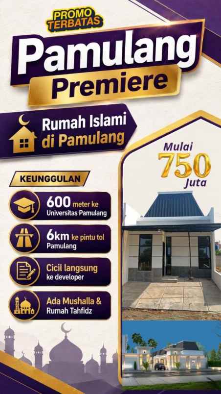 750 juta sudah bisa punya rumah syariah di pamulang
