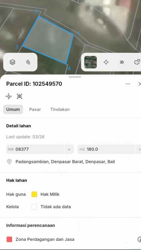 dijual 1 8 are jl gunung talang padangsambian denpasar