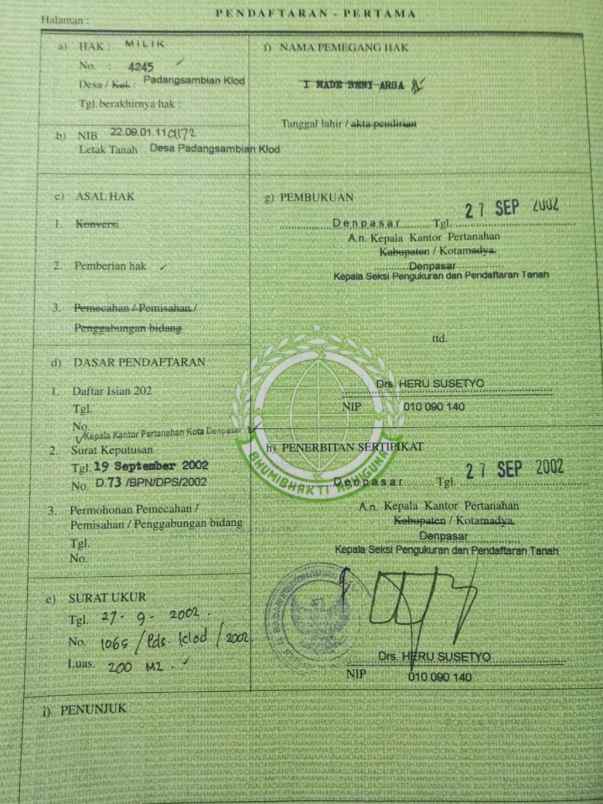 dijual 4 83 are jl drupadi sumerta klod renon denpasar