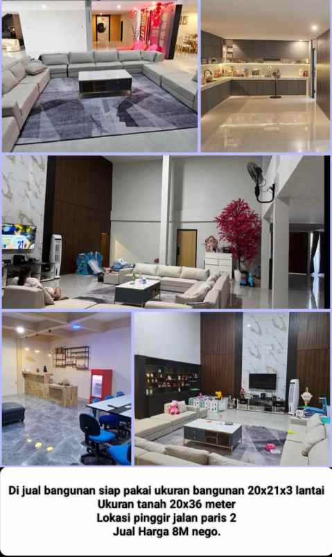 dijual bangunan 3 lantai pinggir jalan paris 2