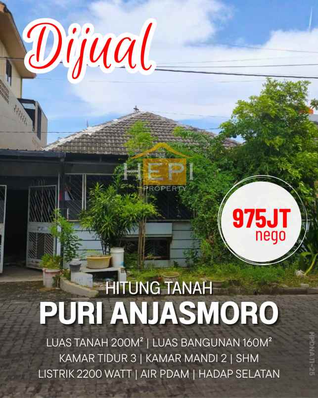 dijual hitung tanah rumah di puri anjasmoro semarang