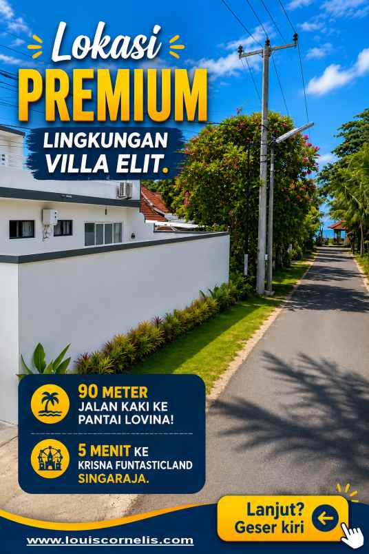 dijual rugi villa 800 m view laut bukit di lovina bali