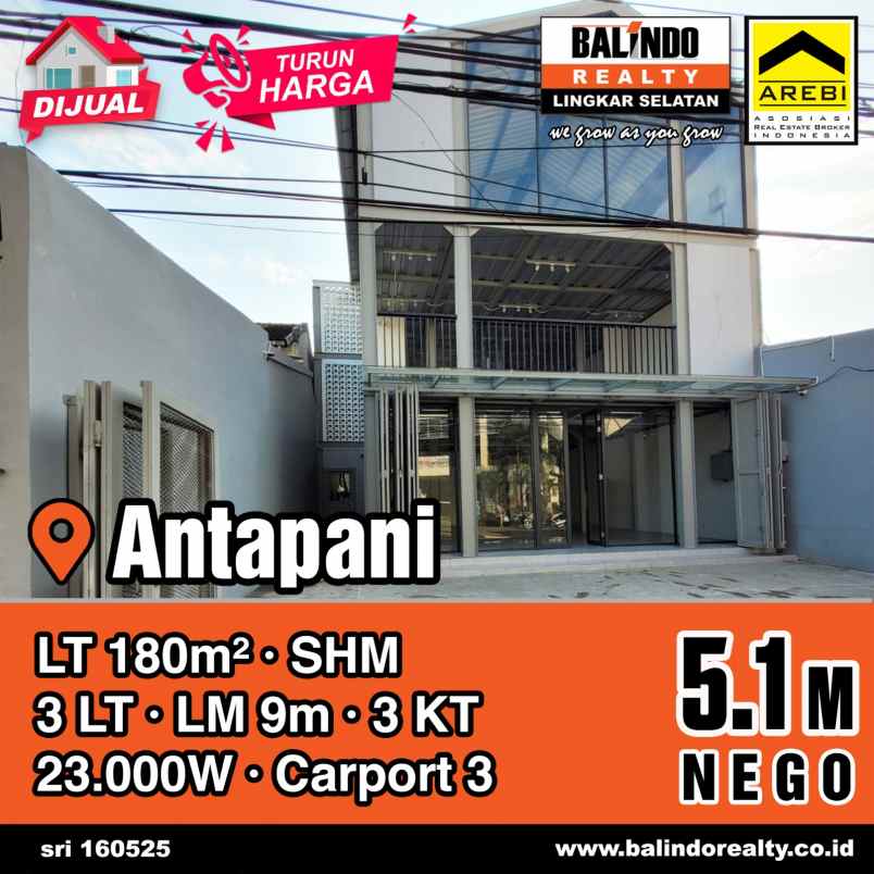 dijual ruko gudang kantor antapani