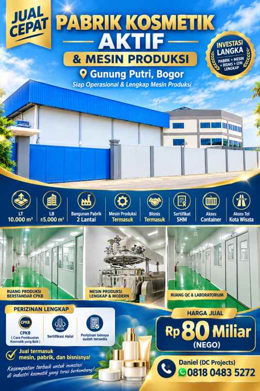 dijual ruko gudang kantor jl wanaherang gunung putri