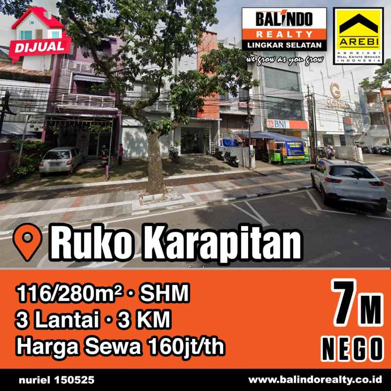 dijual ruko gudang kantor karapitan