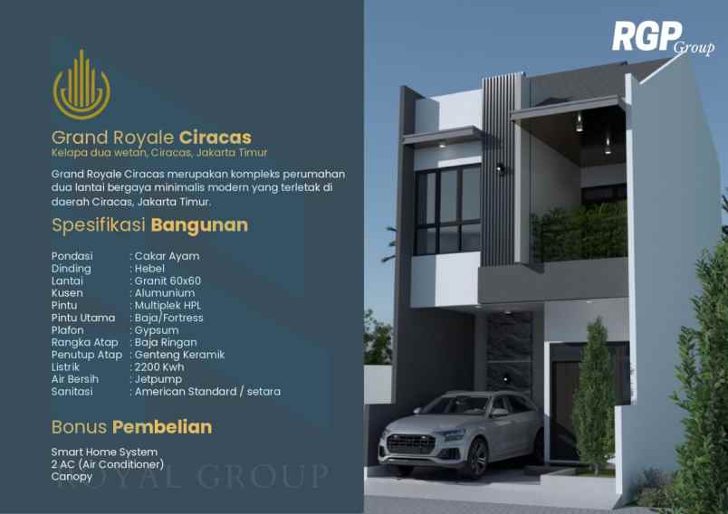dijual rumah 2 lantai grand royale ciracas