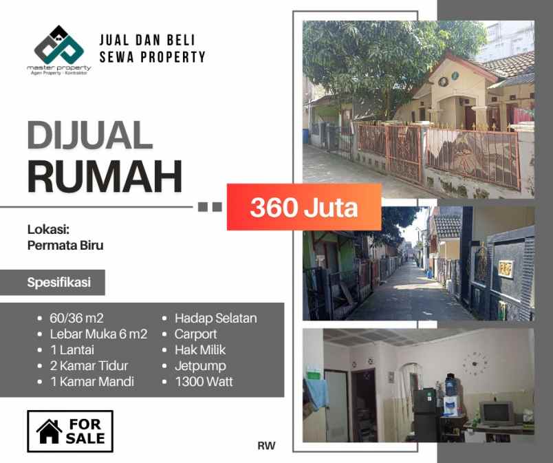 dijual rumah komplek permata biru