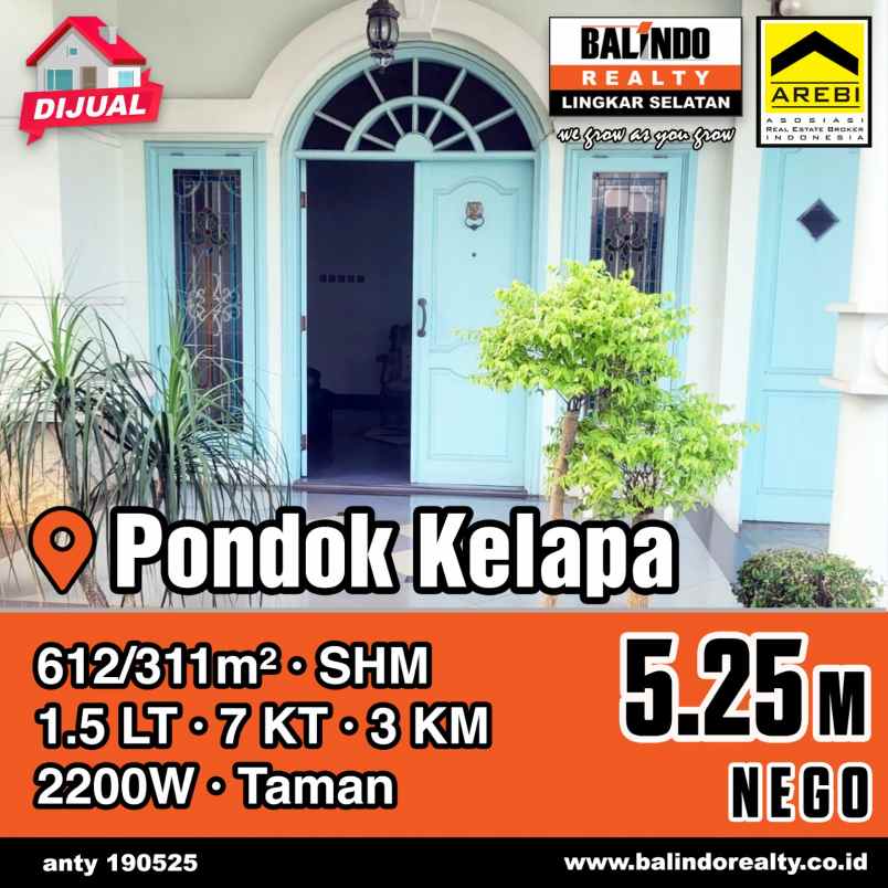 dijual rumah pondok kelapa jakarta timur