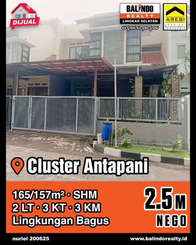dijual rumah siap huni strategis di cluster antapani