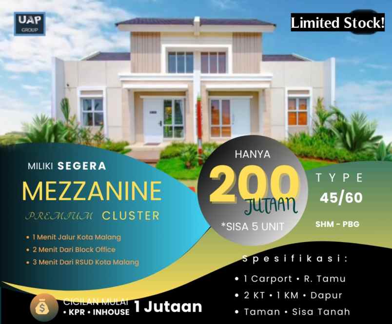 Dijual Rumah Murah 2 Lantai Type Mezzanine Di Kota Malang