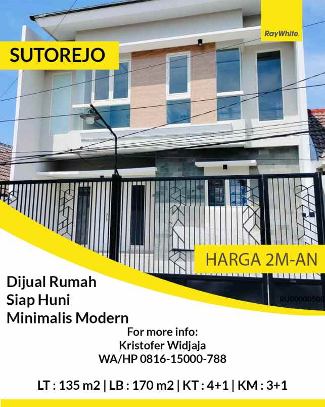 dijual rumah sutorejo prima