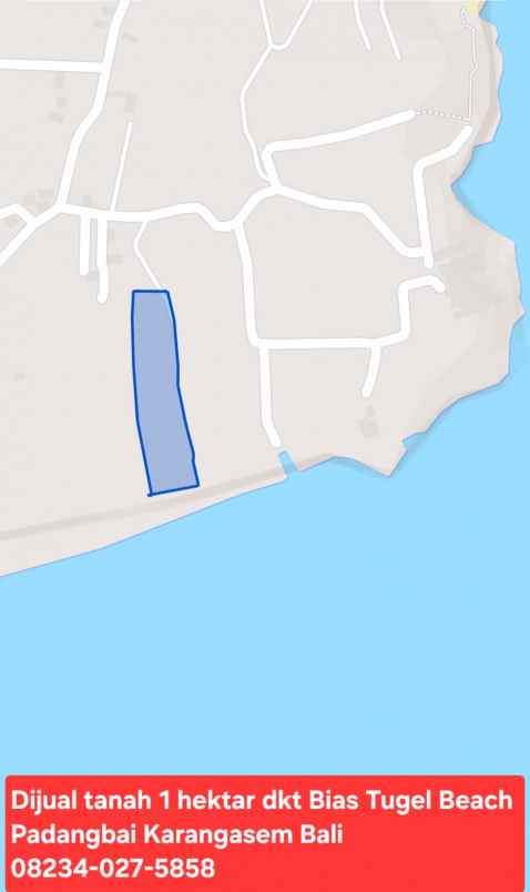 dijual tanah jalan bias tugel beach