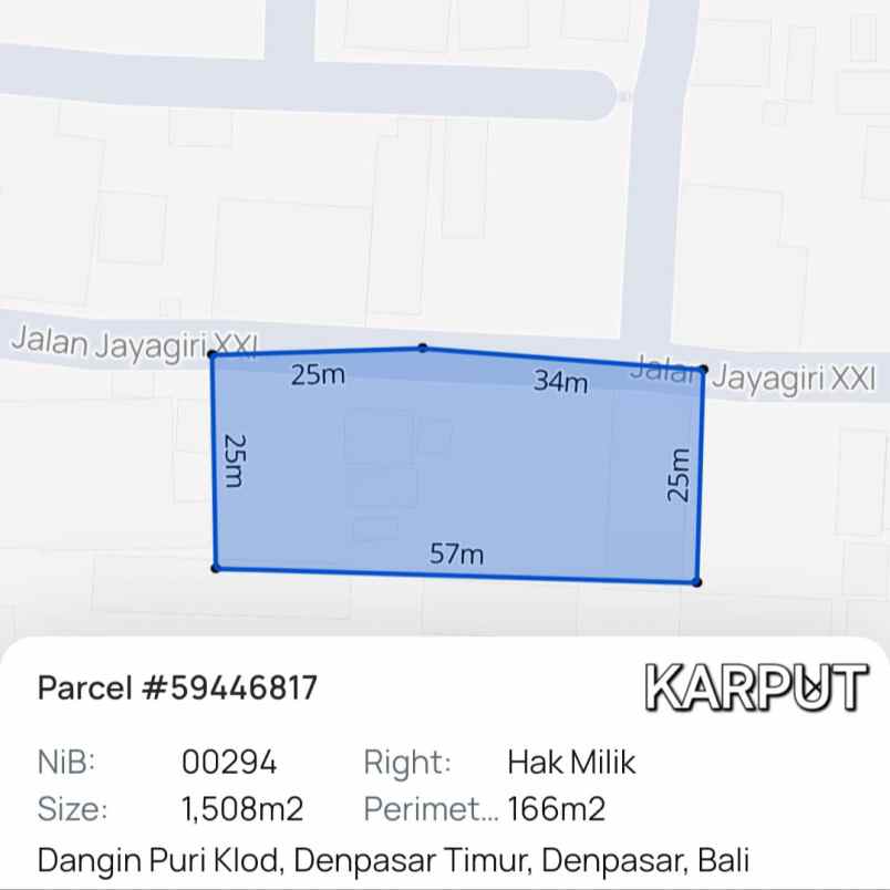 dijual tanah jayagiri renon