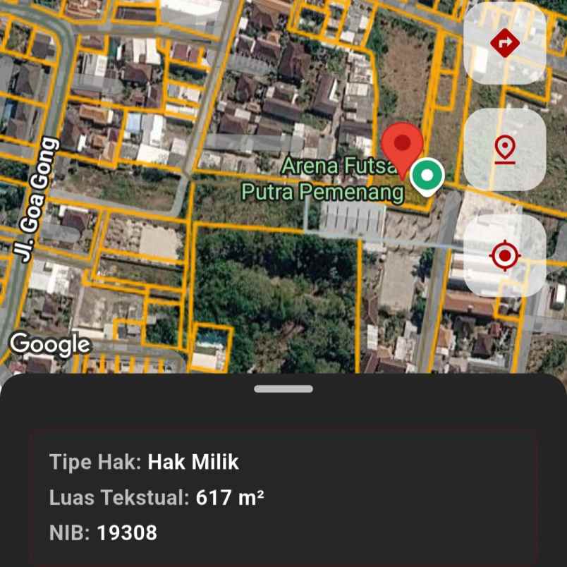 dijual tanah jl goa gong