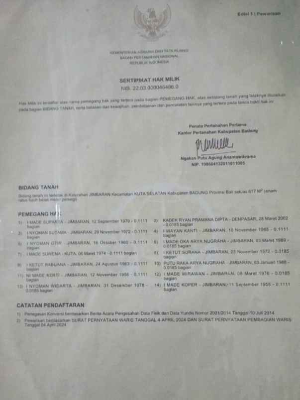 dijual tanah jl goa gong
