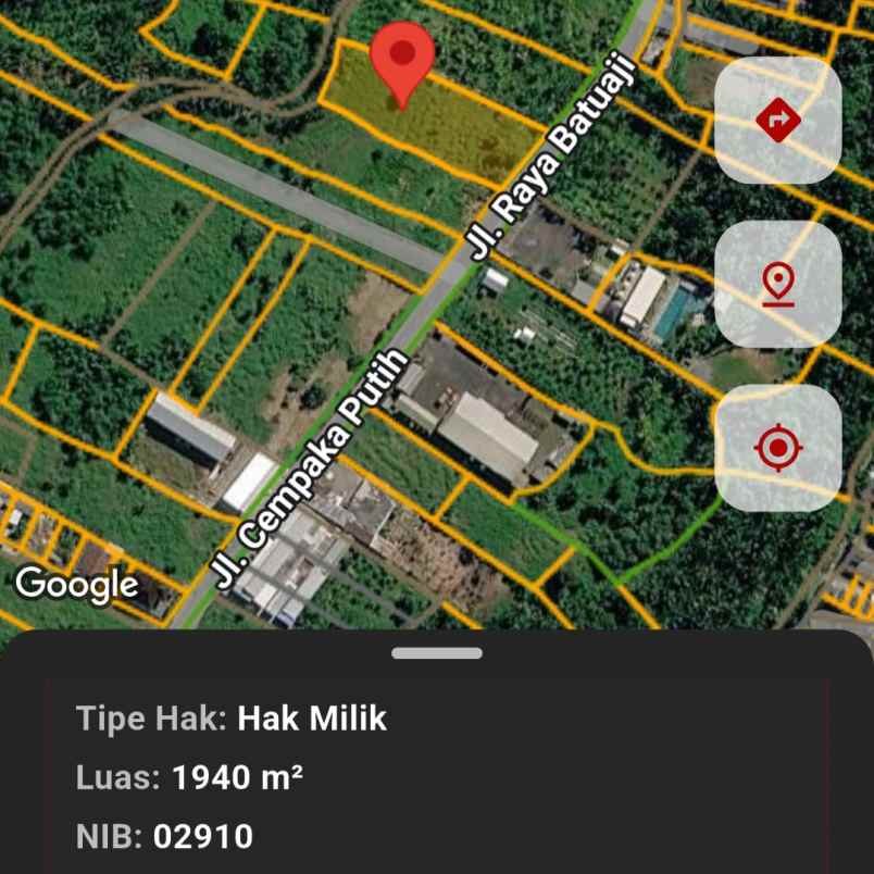 dijual tanah jl raya batuaji