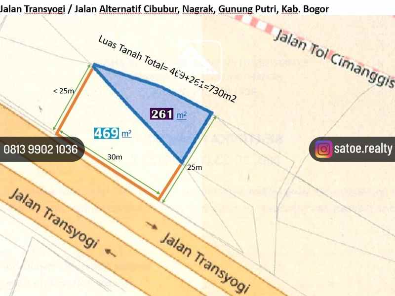 dijual tanah jl transyogi cibuur