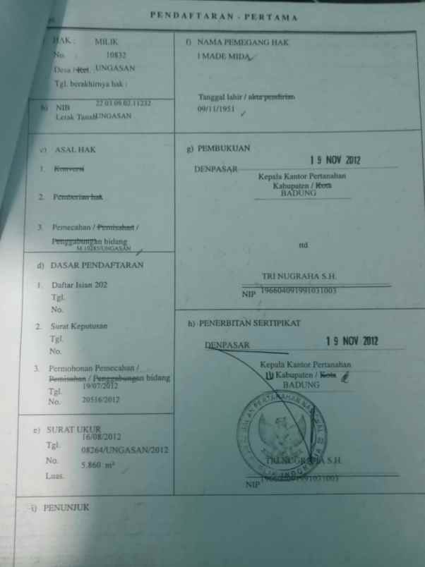 dijual tanah kutuh ungasan goa gong