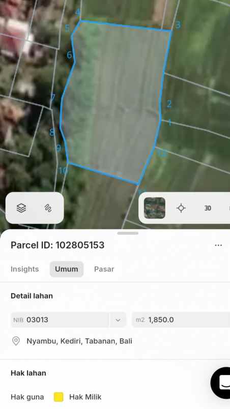 dijual tanah nyambu raya kaba kaba