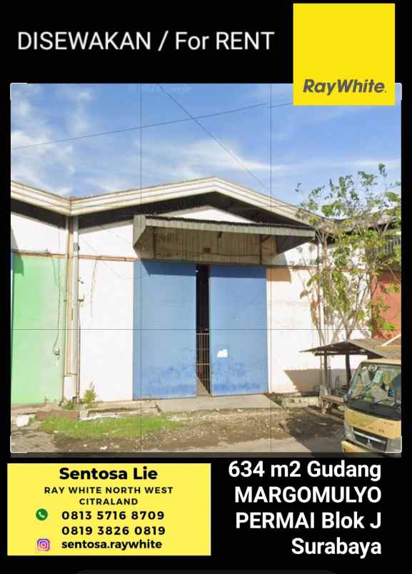 disewakan ruko gudang kantor jalan margomulyo permai