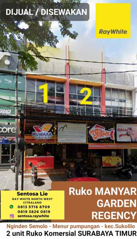 disewakan ruko gudang kantor jalan nginden semolo