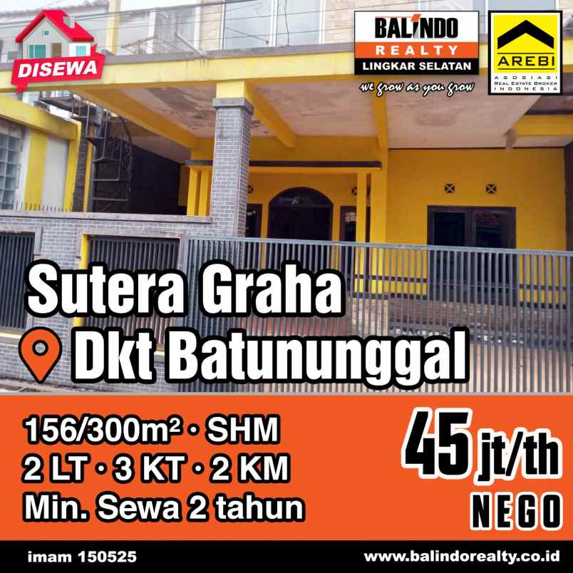 disewakan rumah siap huni di komplek sutera graha