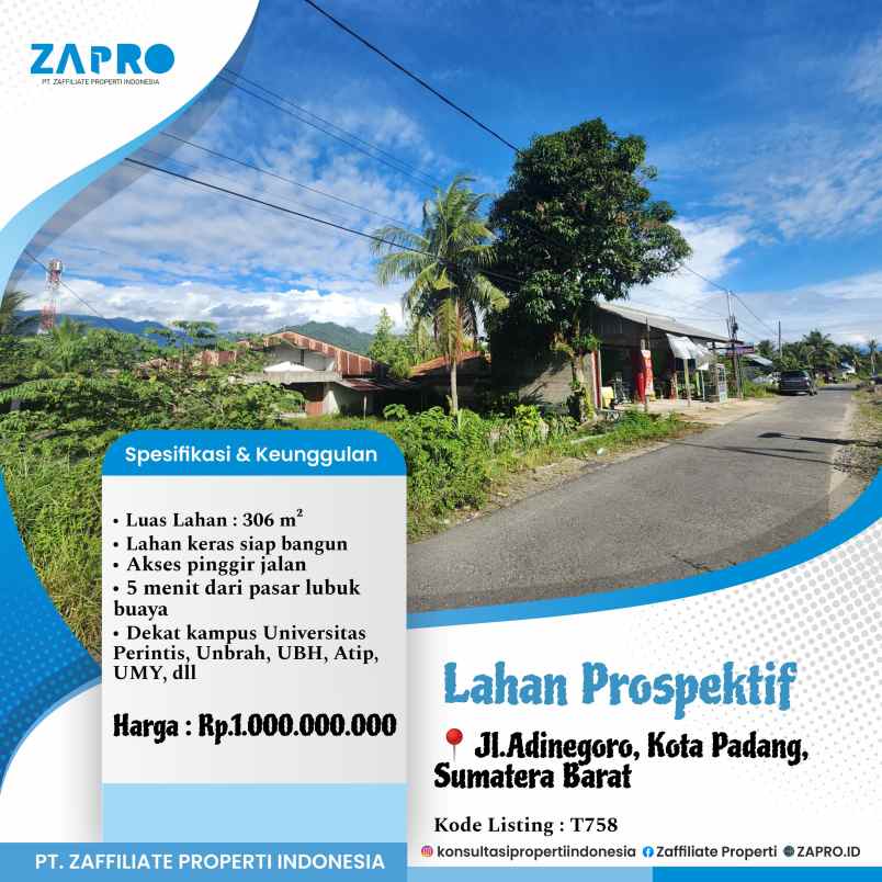 jual lahan siap bangun di padang