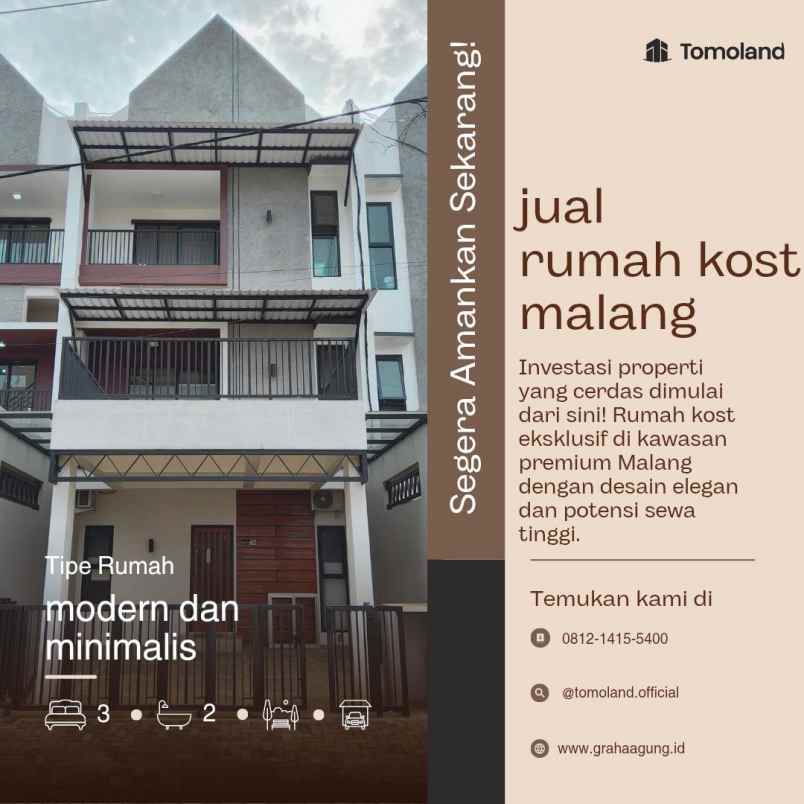 jual rumah kost 8 kamar malang kota dekat ub harga 1m