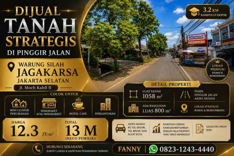 jual tanah di pinggir jalan jagakarsa jakarta selatan
