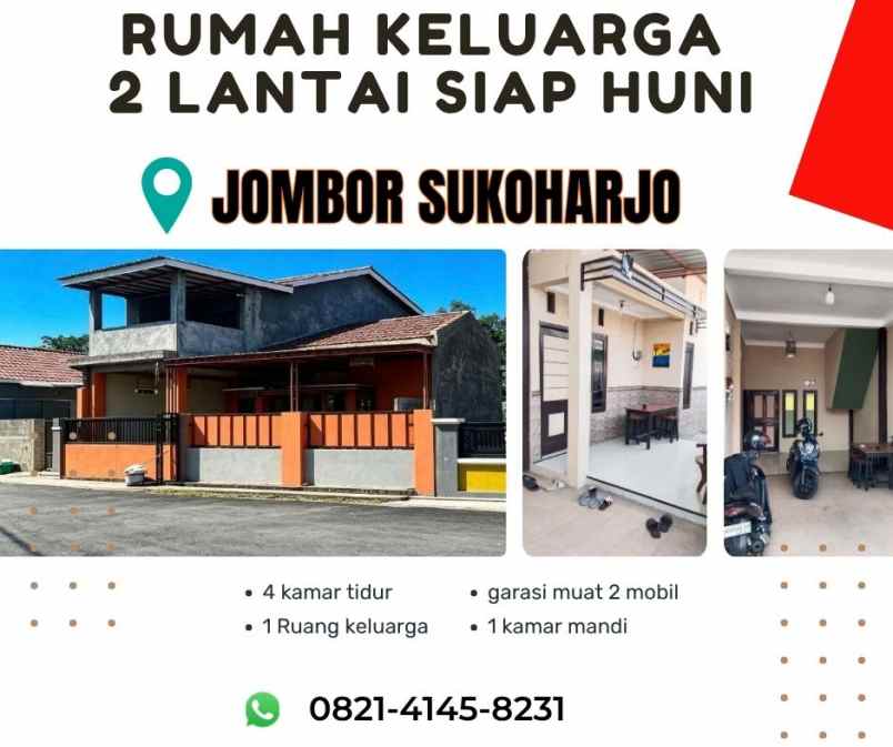 rumah 2 lantai garasi muat 2 mobil di jombor sukoharjo