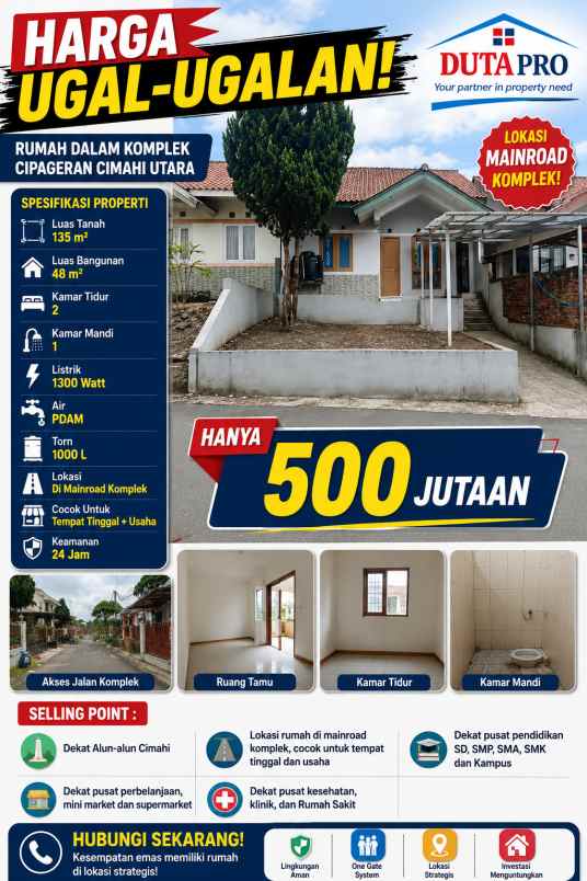 rumah luas 135 m hanya 500 jutaan di cipageran kolmas