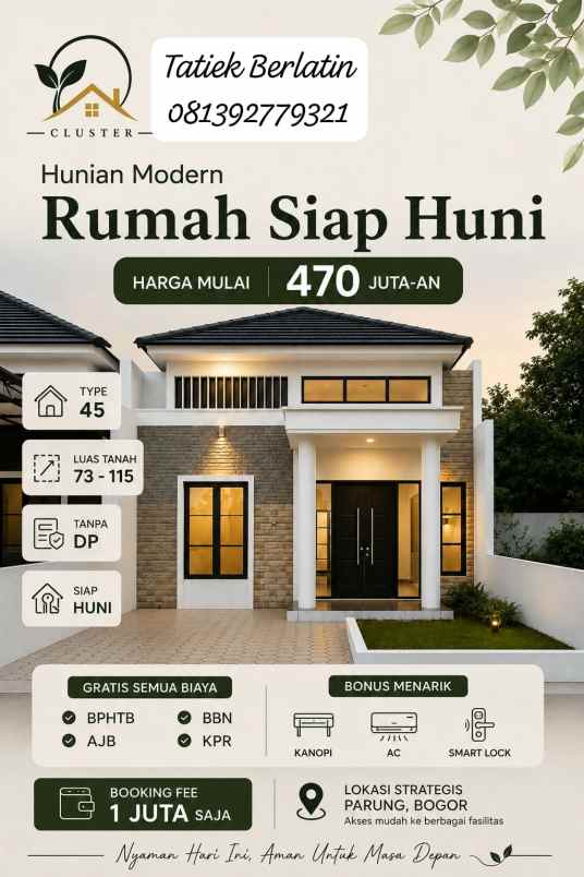 rumah siap huni di parung sawangan depok