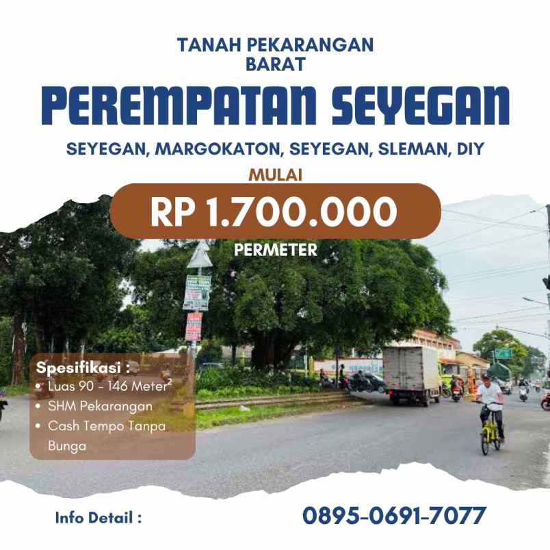 tanah area seyegan 1 7 juta permeter shm pekarangan