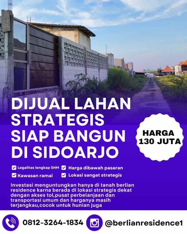 tanah dijual murah di sidoarjo lokasi strategis shm