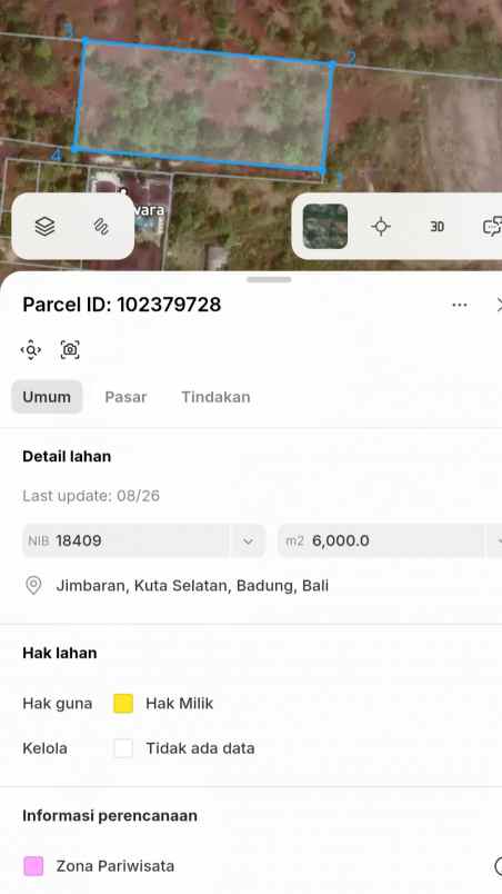 dijual 60 are jl pantai balangan jimbaran kuta selatan