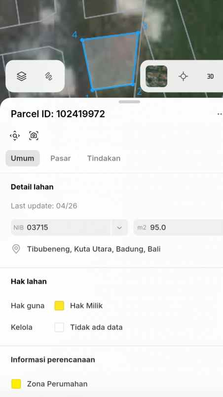 dijual 95m perum canggu permai tibubeneng kuta utara